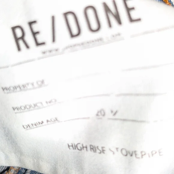 Re/Done Levi's High Rise Stove Pipe Jeans Denim Indigo Cotton Raw Hem - Picture 12 of 12